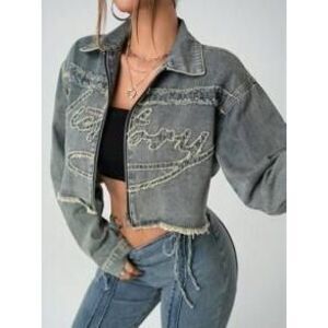 SHEIN Gray Long Sleeve Denim Jacket
